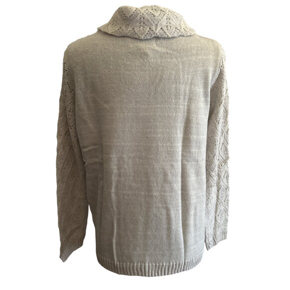 Alfred Dunner Womens Acrylic Lace Scarf Sweater Size Small Gray Knit - Picture 4 of 8